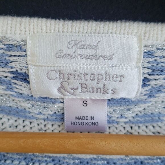 Vtg Christopher & Banks Hand Embroidered Cardigan with Pearly Bead Accents Sz S - Picture 4 of 6